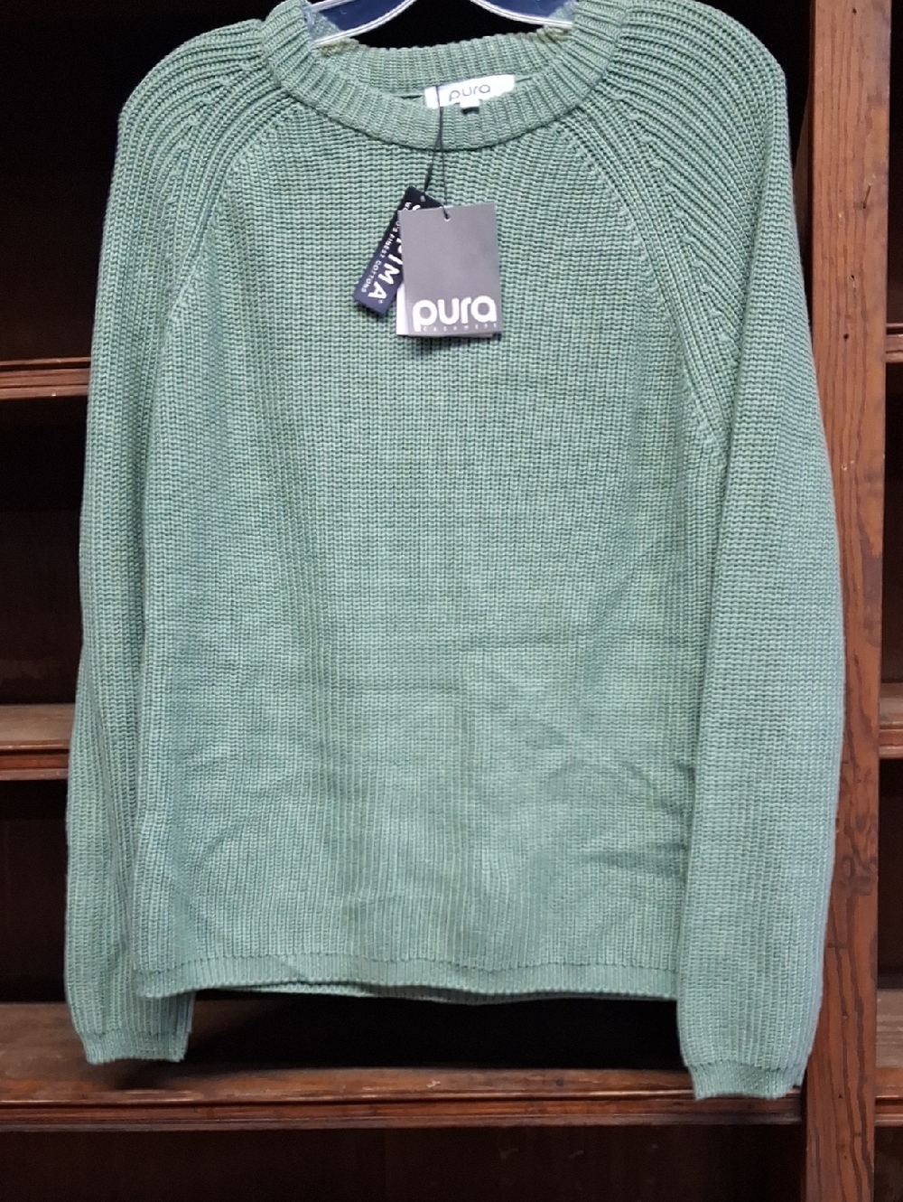 NWT Womens Pura Cashmere Sage Green Sweater